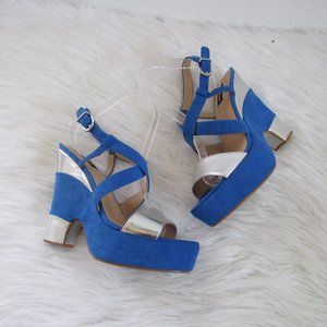 Theme Sandals Size 8.5M Womens Classic Blue Silver